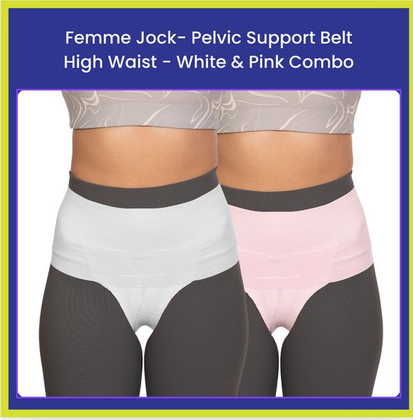 Femme Jock - Uterus Girdle - High Waist - White and Baby Pink Combo