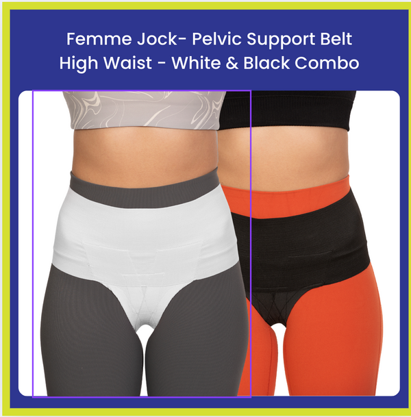 Femme Jock - Uterus Girdle - High Waist - White and Black Combo